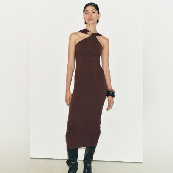 Zara Dresses & Skirts - Zara Knotted Dress with Golden Appliqué